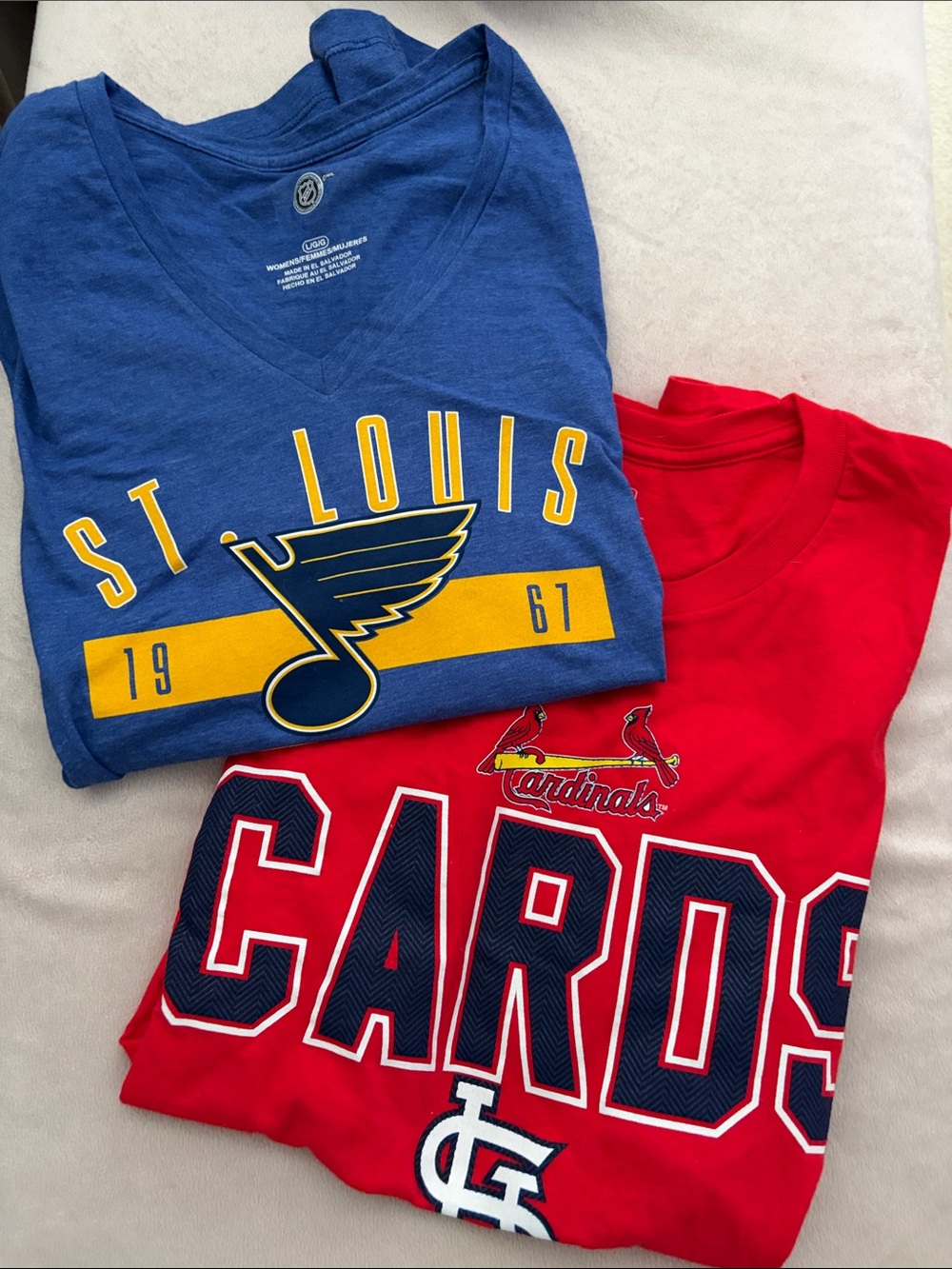 NWT/NWOT Pair of St. Louis Cardinals and St. Louis Blues Short Sleeve T-Shirts